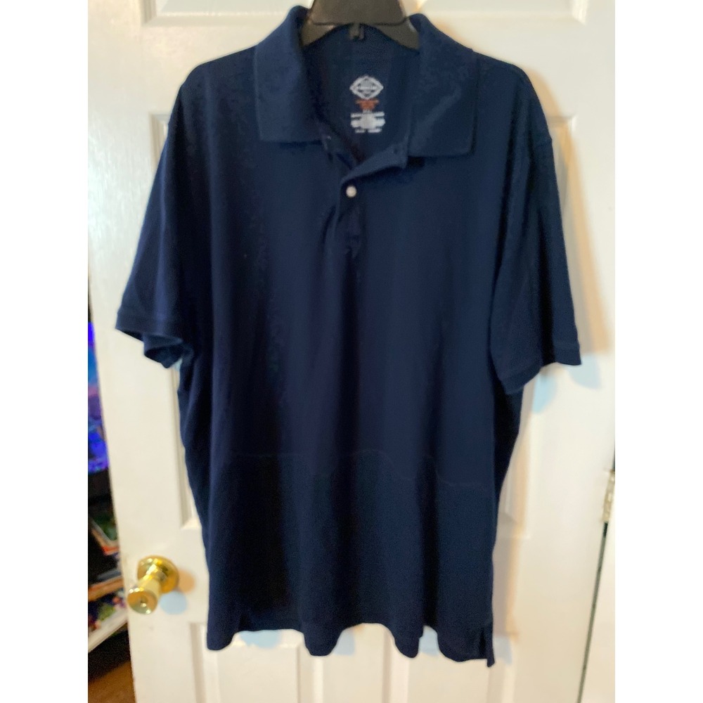 St Johns Bay Mens 3XL Navy Blue Polo Shirt Comfort Stretch Adaptive Closure